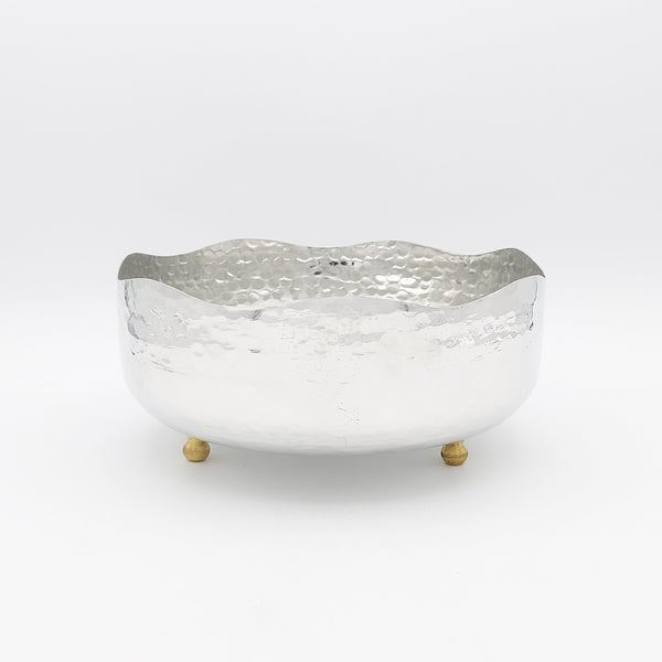 Wave Copper Bowl with Brass Stand