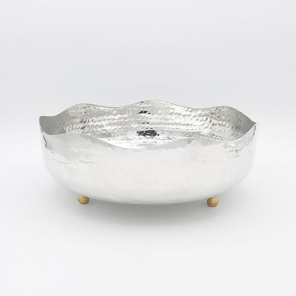 Wave Copper Bowl with Brass Stand
