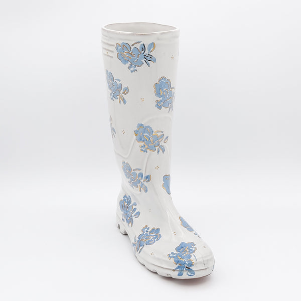 Ceramic Rain Boot Vase With Gold
