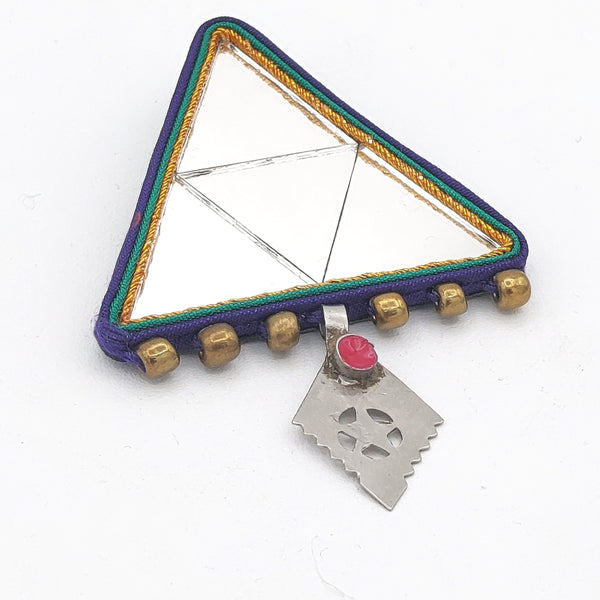 Triangle Mirror Brooch with Pendant