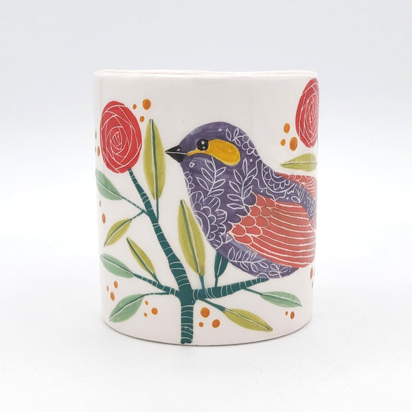 Purple Bird Ceramic Utensil Holder