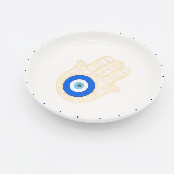 Hamsa Hand Rounded Appetizer Plate with Gold