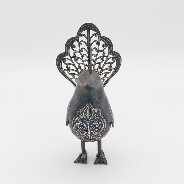 Hand Crafted Iron Birds-with Comb and Silver inlay