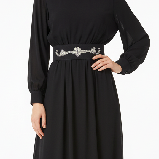 Winter Blossom Hand Beaded Belt