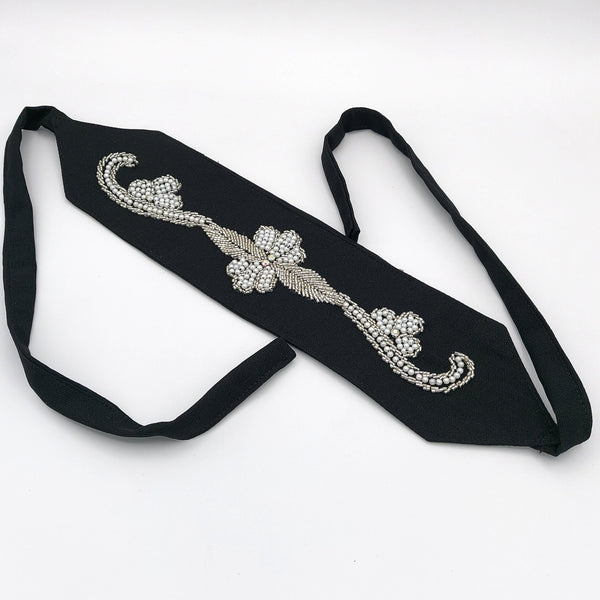 Winter Blossom Hand Beaded Belt