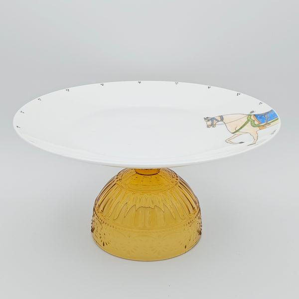 Hand Painted Horse Serving Dish with Gold Touches