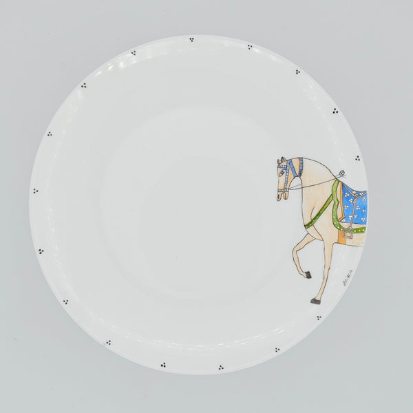 Hand Painted Horse Serving Dish with Gold Touches
