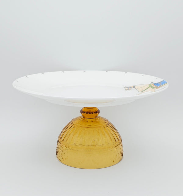 Hand Painted Horse Serving Dish with Gold Touches