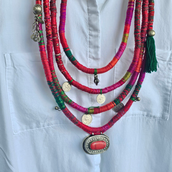 Tahmine Handmade Kowli Necklace- Four Row