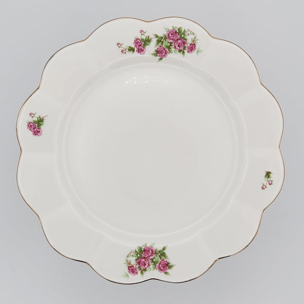 Large Wavy Golesorkhi Plate With Gold Rim & Short Pink Glass Stand
