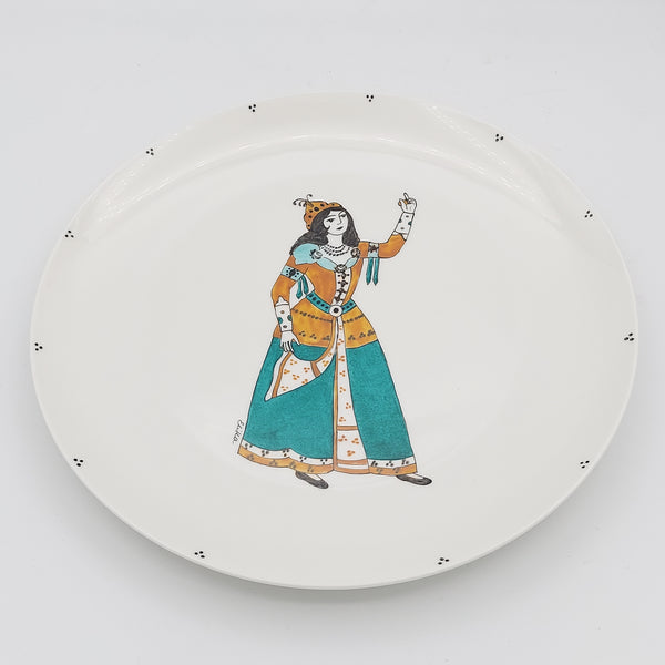 Hand Painted Saffron Qajar Lady Plate