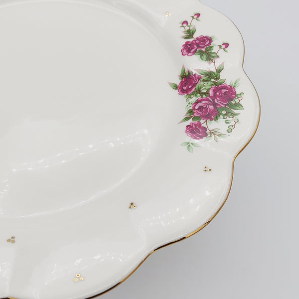 Wavy Rim Golesorkhi Plate With Gold Touches & Pink Glass Stand