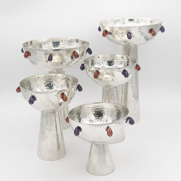 Footed Copper Bowl Adorned with Droplets