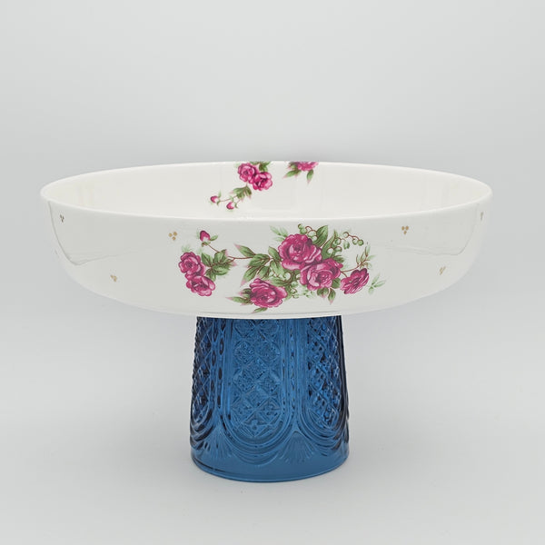 Golesorkhi Low Bowl With Gold Touches & Blue Stand