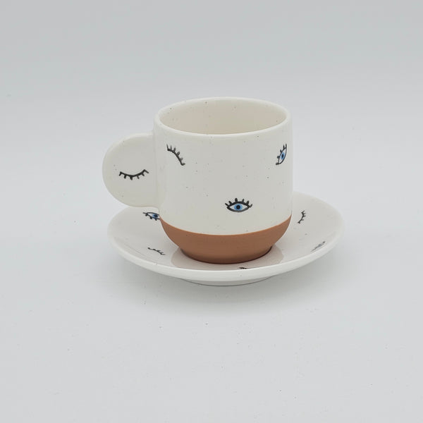 Evil Eye Espresso Cup with Saucer (Set of 2)