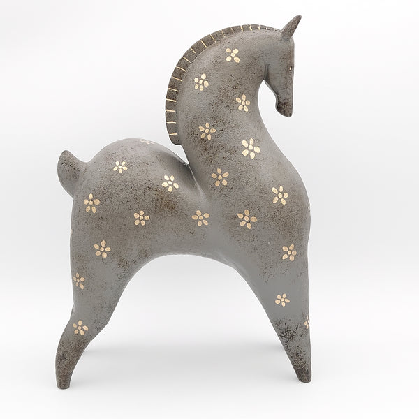 Decorative Majestic Horse Sculpture with Gold Touches