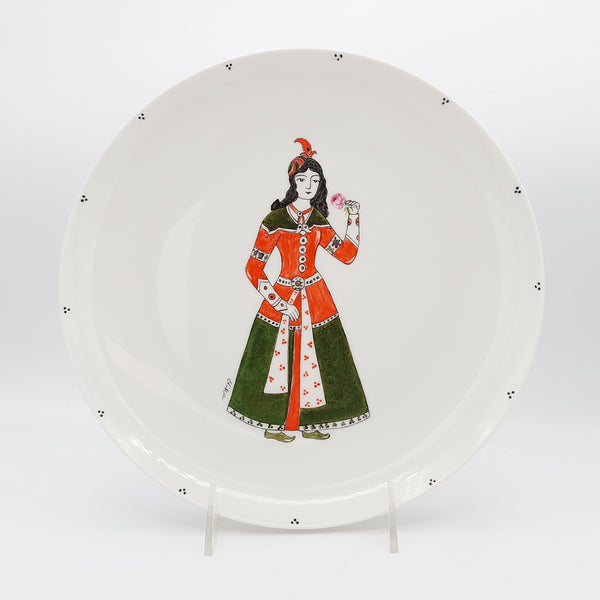 Hand Painted Rose Qajar Lady Plate