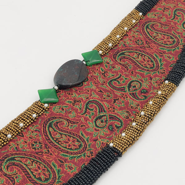 Hand Beaded Termeh Belt with Stone