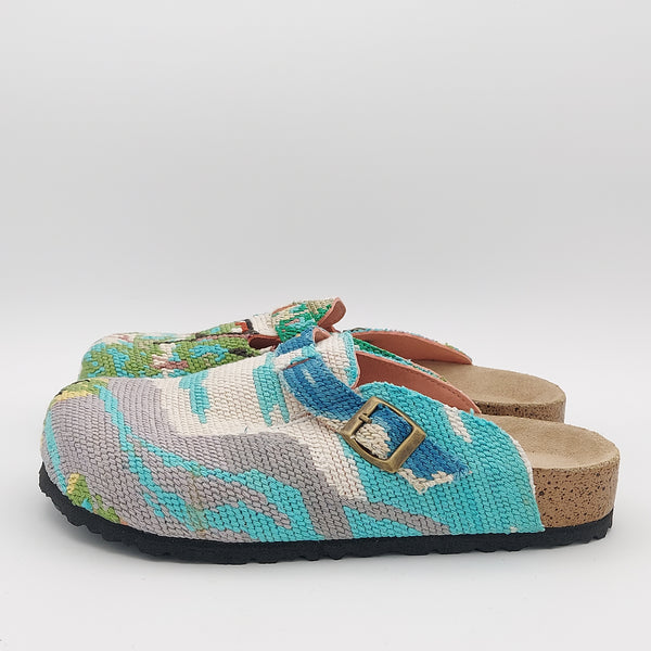 Grey & Light Blue Vintage Gobelin Sandals [Size 7.5]