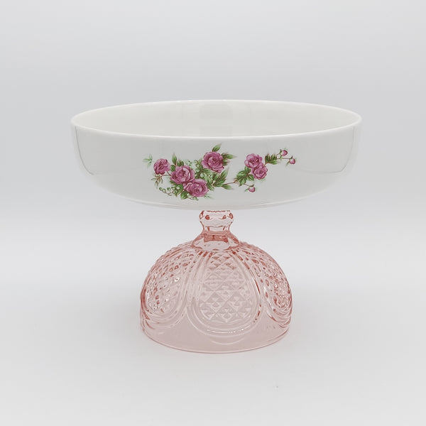 Golesorkhi Shallow Bowl With Short Pink Glass Stand