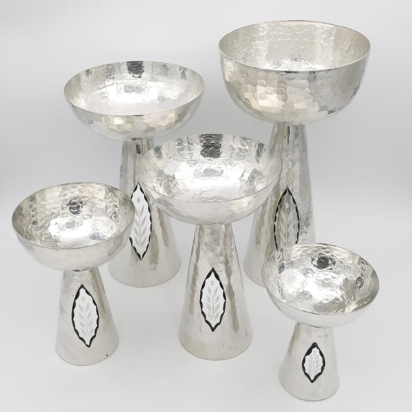 Footed Copper Bowl with Etched Mirror