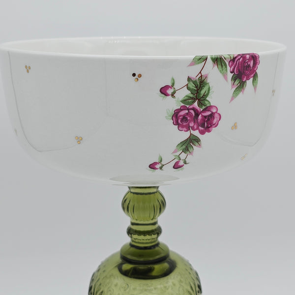 Golesorkhi Bowl With Gold Touches & Green Glass Stand