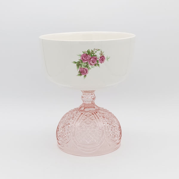 Golesorkhi Deep Bowl With Short Pink Glass Stand