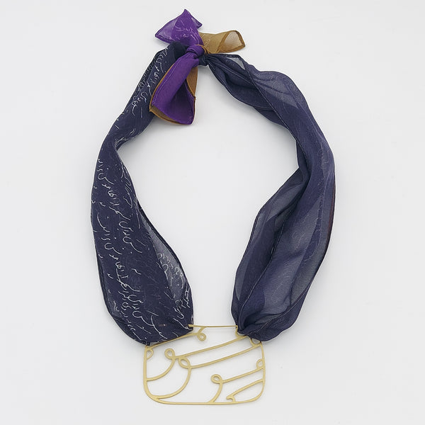 Amour/Eshgh Rectangle Brass & Silk Necklace