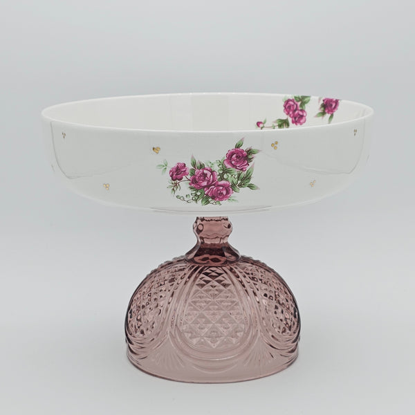 Golesorkhi Low Bowl With Gold Touches & Short Glass Stand