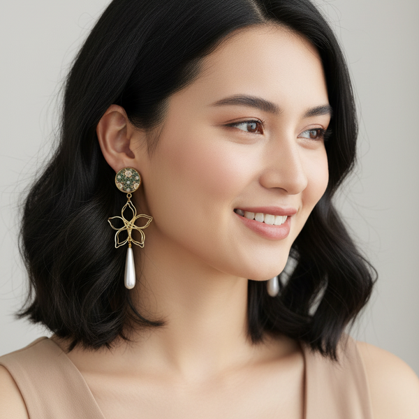 Blossom Brass & Khatam Earrings