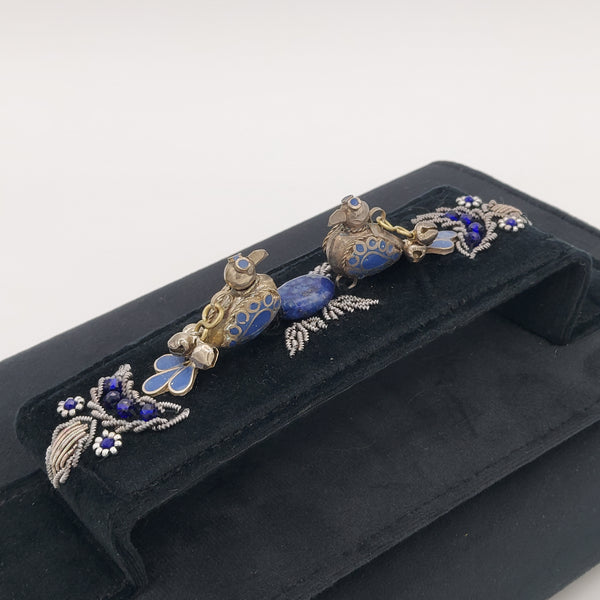 Black Amood Clutch with Lapis (Bird & Flower)