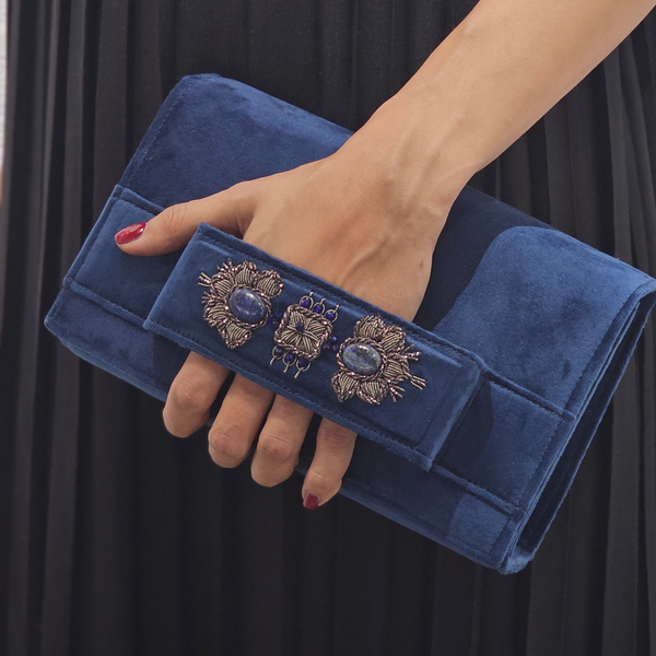 Dark Blue Amood Clutch with Lapis