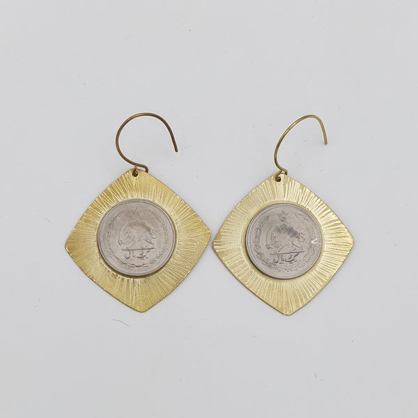 Pahlavi Curved Square Earrings