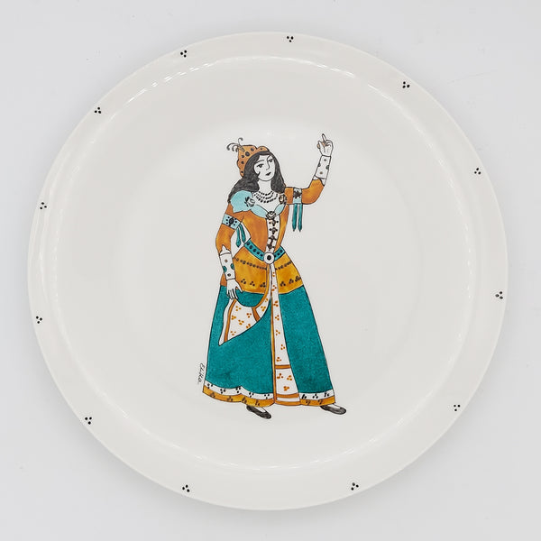 Hand Painted Saffron Qajar Lady Plate