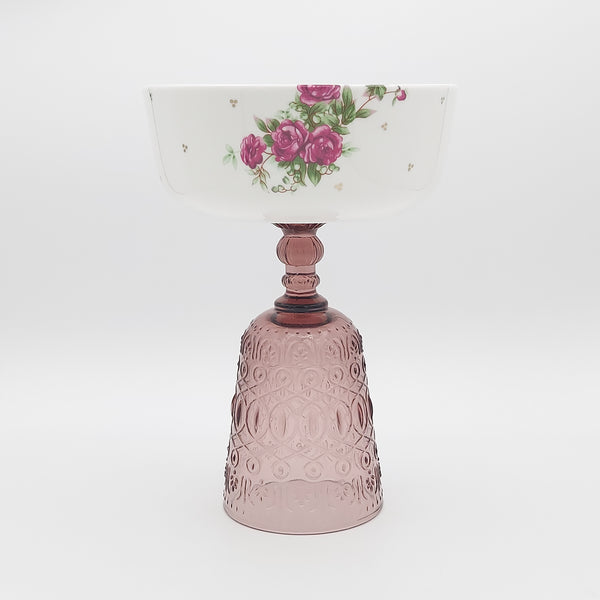 Golesorkhi Bowl With Gold Touches & Pink Glass Stand