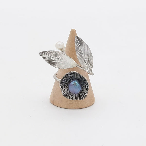 Pearl Blossom Silver Ring