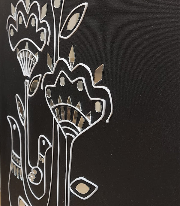 Small Garden Black Lippan Mirror Wall Art