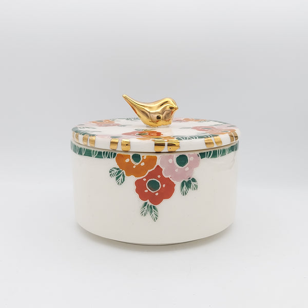 Morgh-o-Gol Lidded Ceramic Bowl with Gold Touches