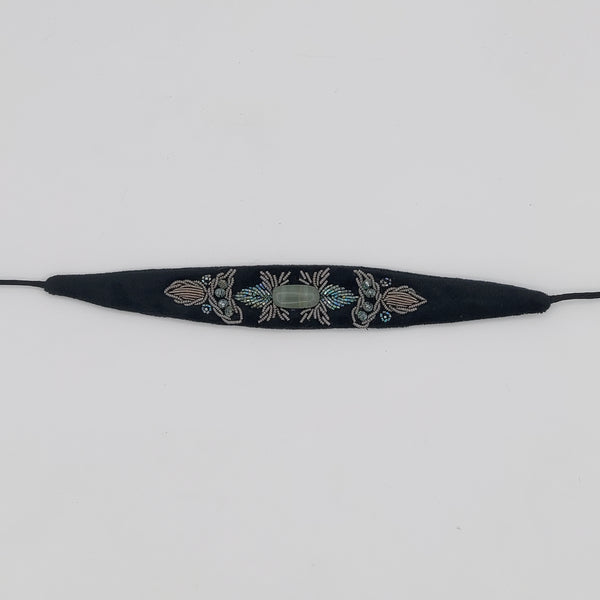 Black Choker with Aquamarine