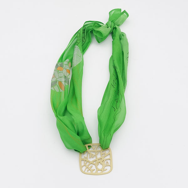 Nazbarg Square Brass & Silk Necklace