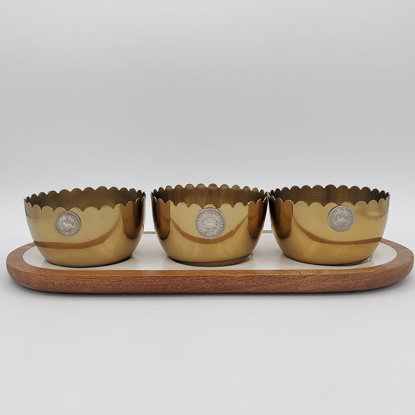 Triple Bowl with Pahlavi Coin & Tray
