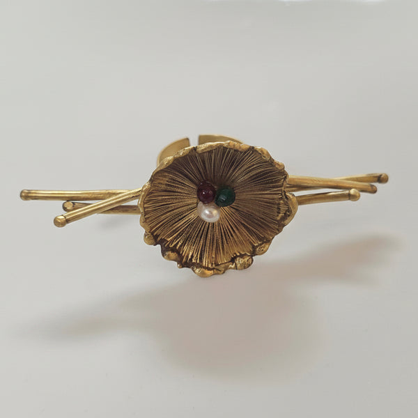Nest Brass Ring with Pearls