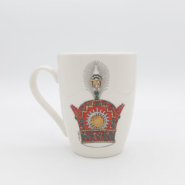 Hand Painted Pahlavi Crown Mug with Gold Accents