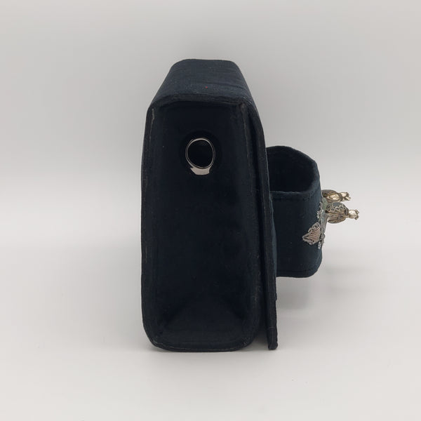 Black Amood Clutch with Aquamarine (Bird & Flower)