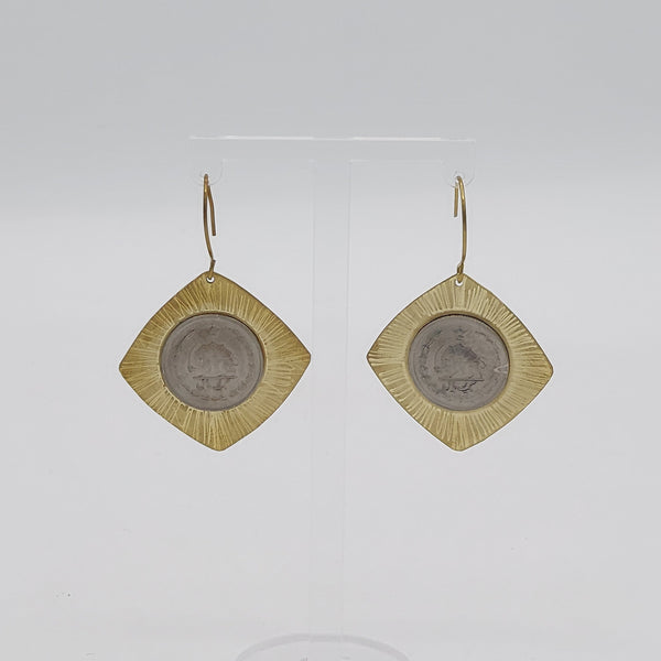 Pahlavi Curved Square Earrings