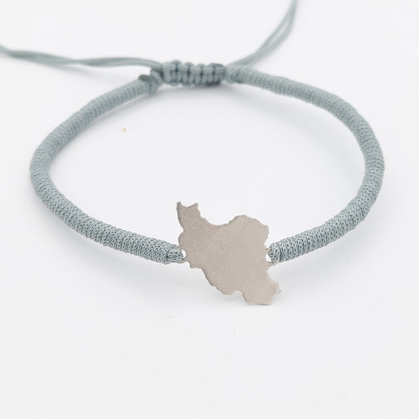 Unisex Iran Map Silver Bracelet