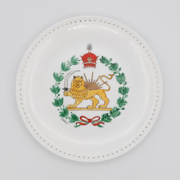 Hand Painted ShiroKhorshid Round Plate with Gold Touches