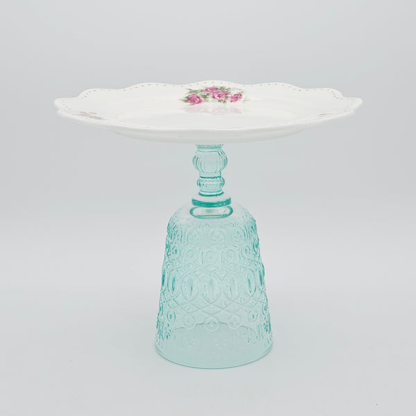 Wavy Rim Medium Golesorkhi Plate With Gold Touches & Turquoise Glass Stand