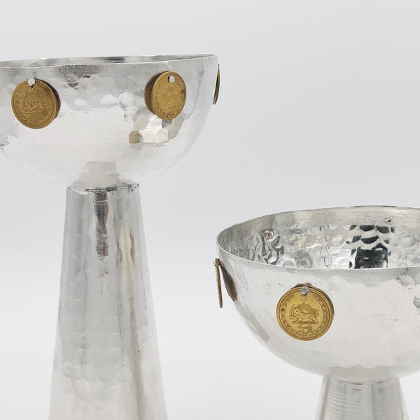 Copper Bowl Adorned with Pahlavi Coins