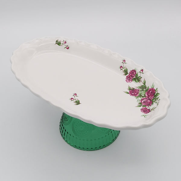 Golesorkhi Oval Plate with Short Green Stand